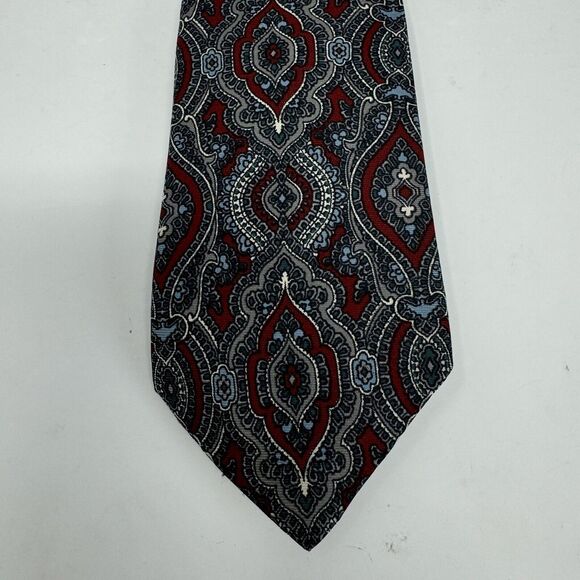 Fendi-Roma Vintage Silk Neck Tie-Paisley Print-Made in Italy Red Blue - Picture 2 of 4